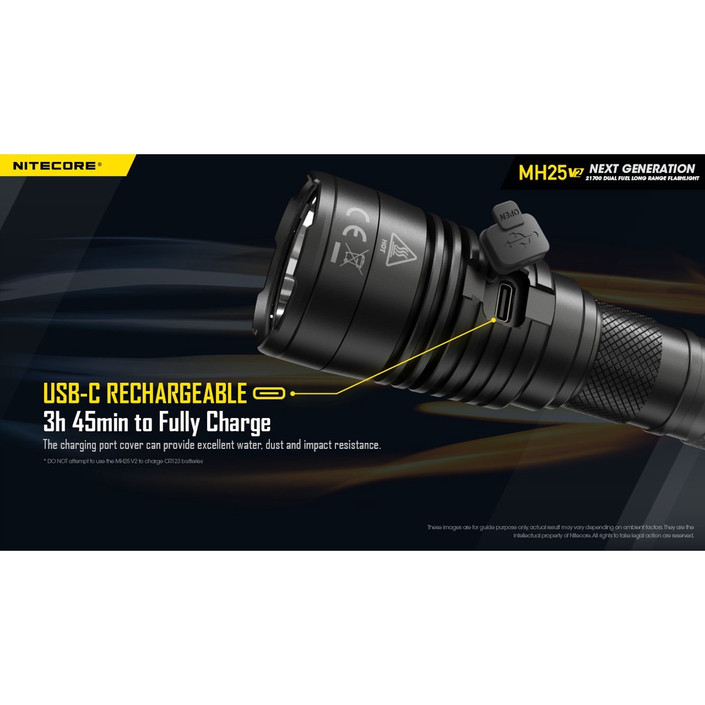 NITECORE MH25 V2 Senter High Performance LED 1300 Lumens - Black