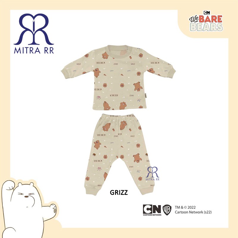 FLUFFY Stelan Oblong Baju Panjang Celana Panjang WE BARE BEARS S M L (3-12 bulan) Setelan Baju Bayi 3 Pasang