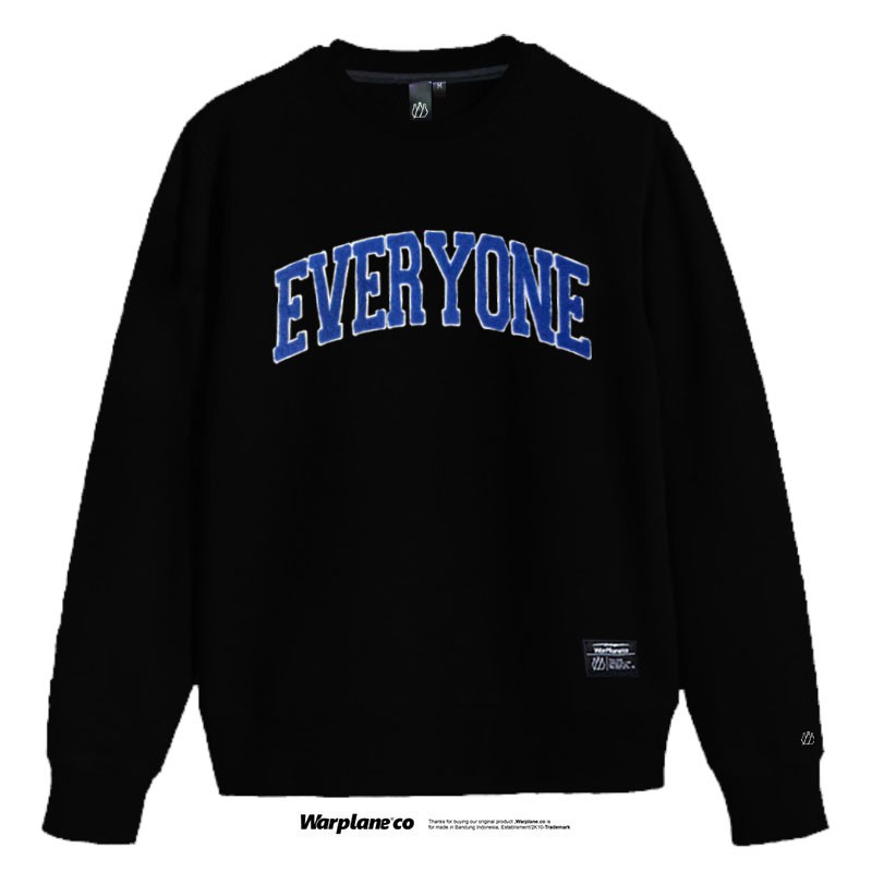 Wrpln Crewneck Black "EVRYN" Embroidery/ Sweatshirt Warplane Bordir/ Baju Atasan Pria/Switer Dewasa
