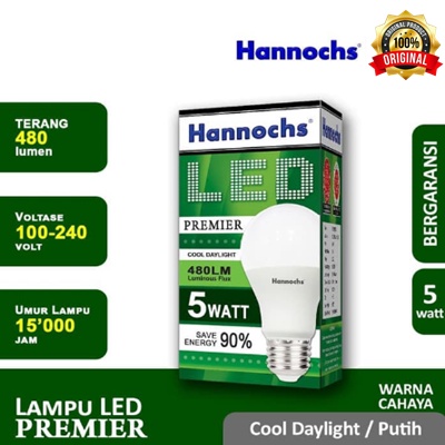 Lampu LED Hannochs Premier LED Bulb 5W Putih Garansi 1 Tahun - LED Premier Hannochs 5 Watt