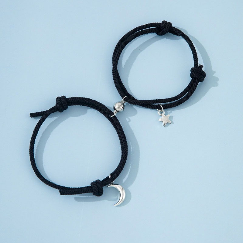 2Pcs,Gelang Couple Magnet,Bintang Bulan,Each Other Attract Pasangan,Pria Dan Wanita Aksesoris