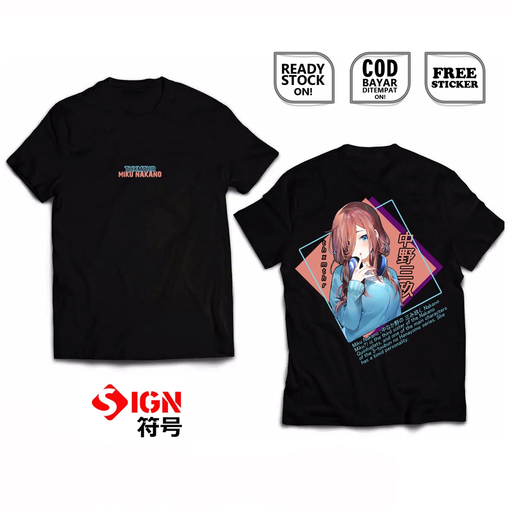 KAOS MIKU NAKANO 5 TOUBUN NO HANAYOME WAIFU ANIME MANGA YOTSUBA FUUTAROU NINO THE BRIDE ICHIKA ITSUKI RENA MARUO MUDOU JAPAN CULTURE COSPLAY BAJU JEPANG SIGN CLOTH