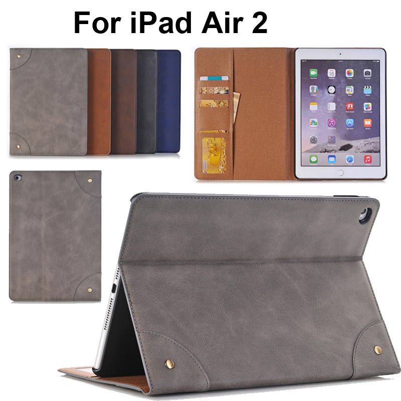 Casing ipad air 2 luxury pu leather wallet case cover