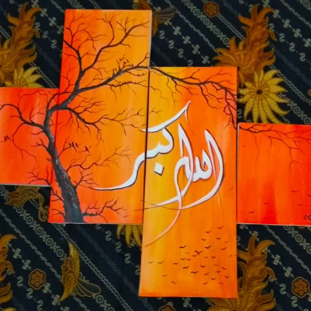 Kaligrafi lukisan alam / kaligrafi allohuakbar/ kaligrafi takbir / lukisan aesthetic / lukisan minim