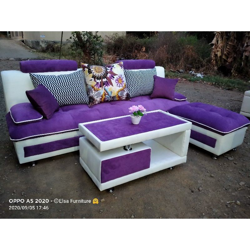 sofa minimalis murah ungu putih