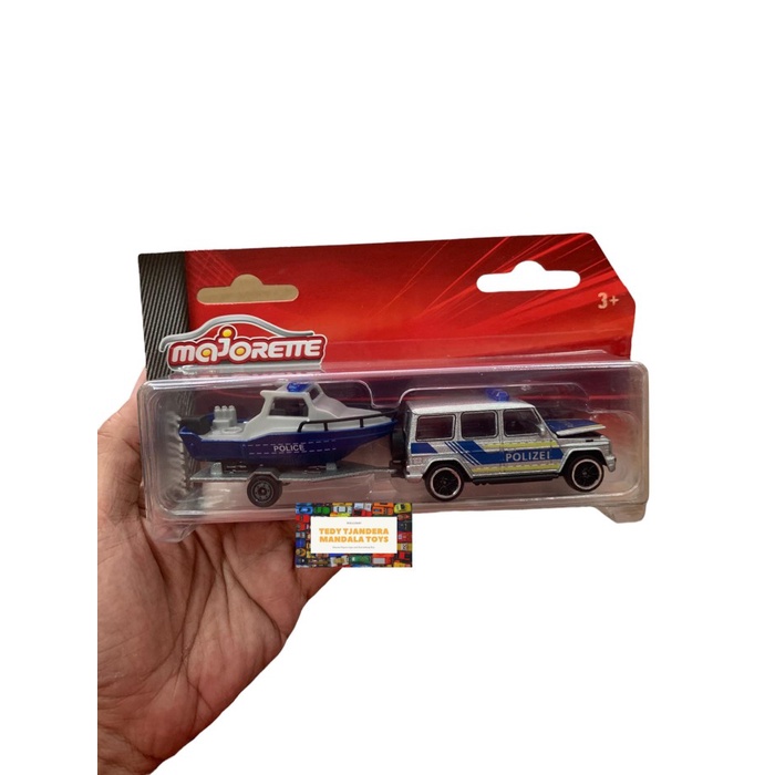 Majorette Trailer Mercedes Benz AMG G63 Polizei with Police Boat