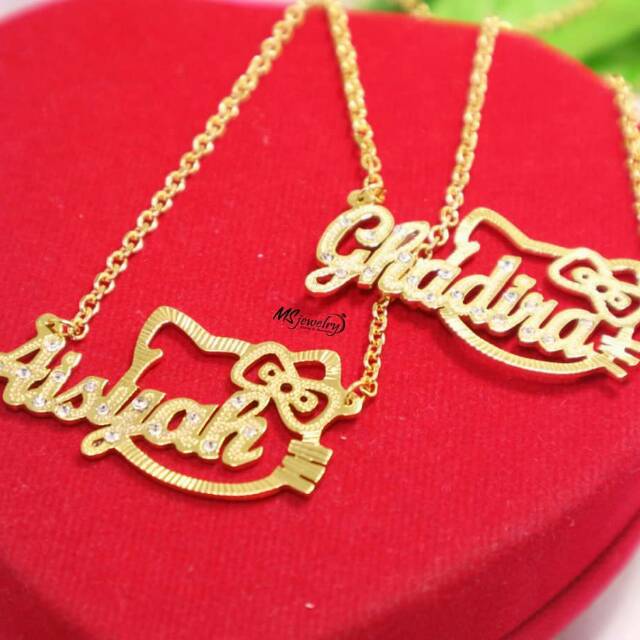 Kalung Nama Titanium Kalung Nama Titanium Lapis Emas Kalung Nama