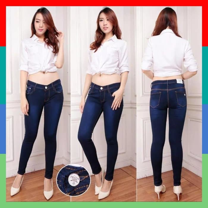 Termurah & Terlaris celana jeans prada wanita - Navy 30