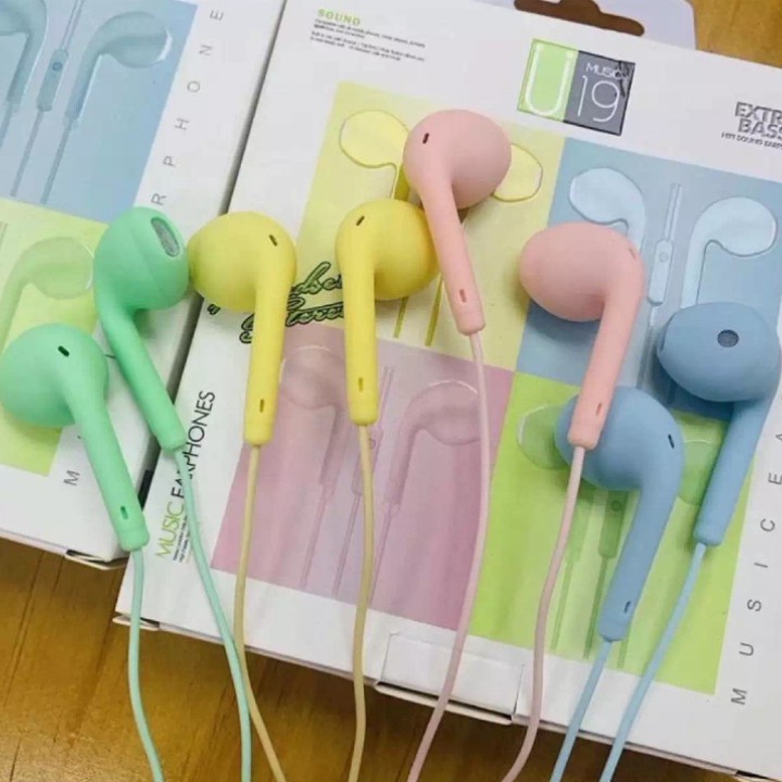 EARPHONES EXTRA BASS MODEL U.19/EARPHONE WARNA SUARA SUPER BASS BUAT SEMUA JENIS HP ANDROID