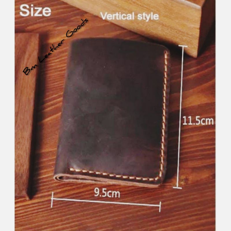 DOmpet kulit asli pria berdiri crazy horse model Tipis