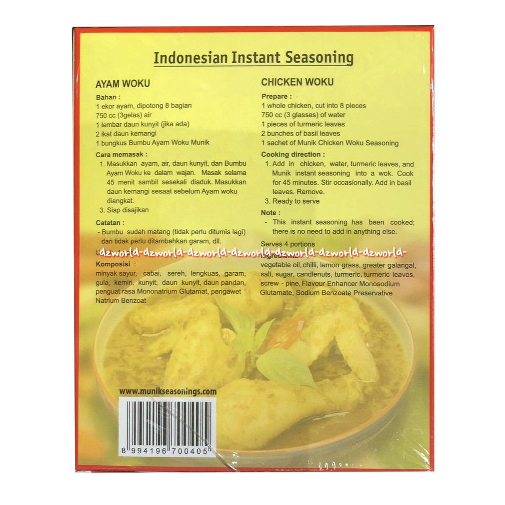 Munik Bumbu Ayam Woku Chicken Woku Seasoning Bumbu Instan 135gr Bumbu Masak Instan