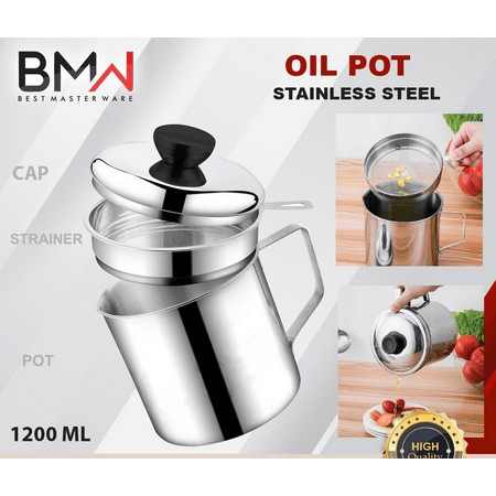 Tempat Penyaring minyak Oil Pot Stainless Steel 1200 ml