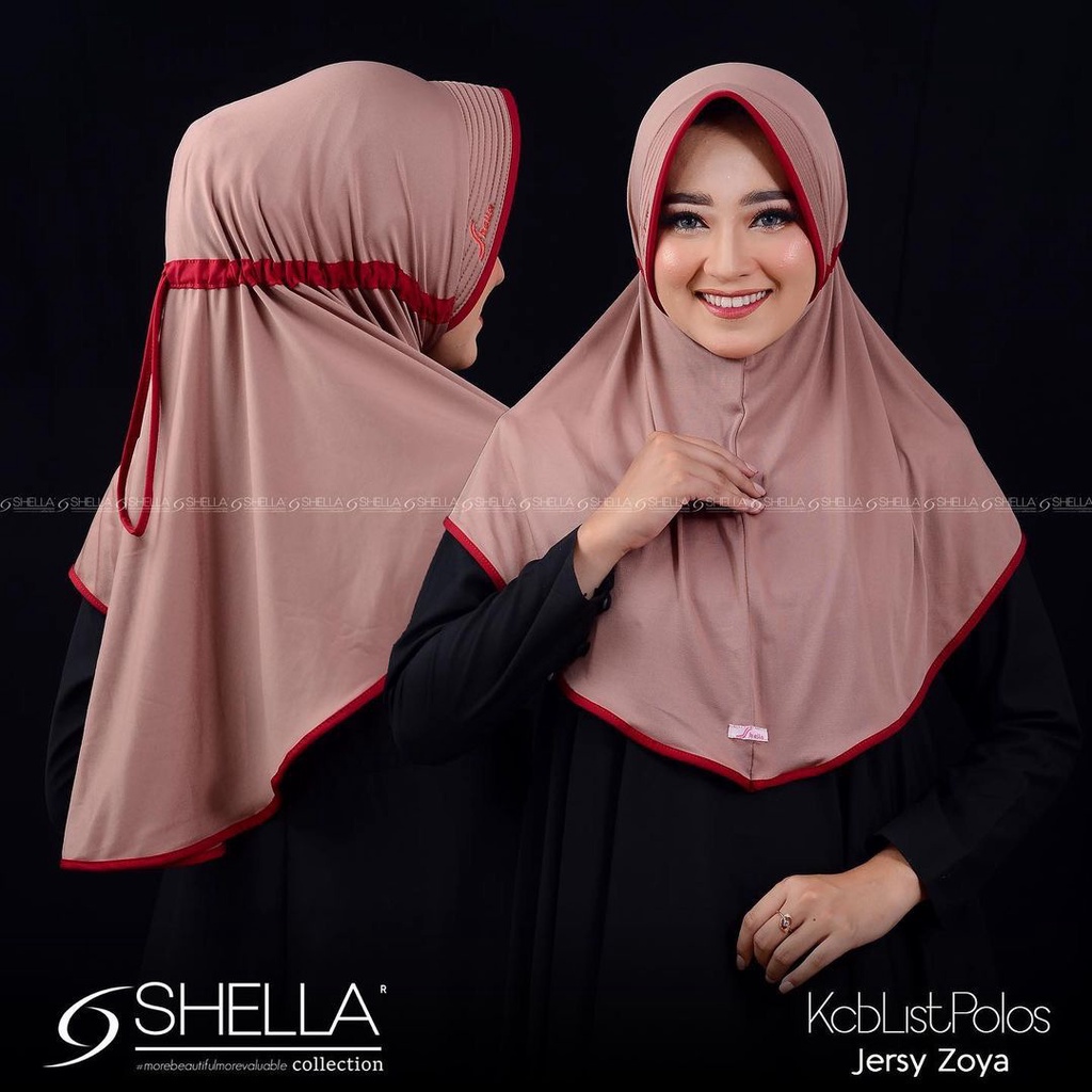 Jilbab Instan Shella SERUT KCB LIST POLOS Serut Instan Ori Shella