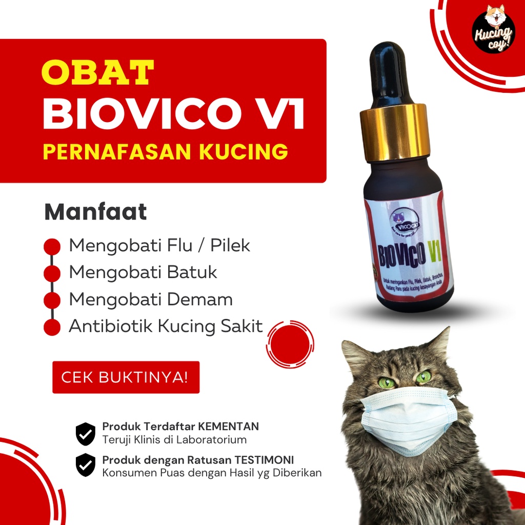 BIOVICO V1 Obat Batuk Pilek Flu Kucing Antibiotik Untuk Kitten dan Kucing