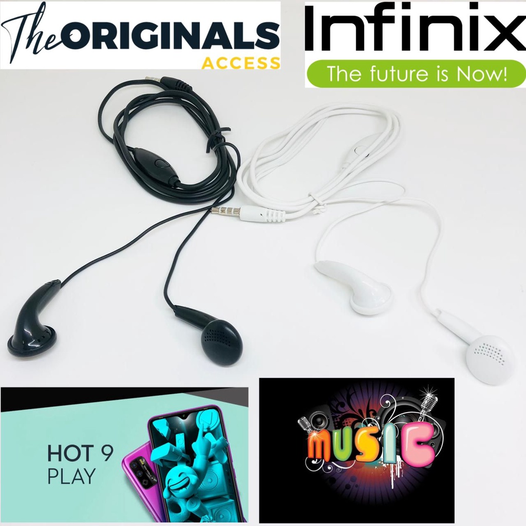 Headset Infinix Original Mega Bass Jack 3.5mm EARPHONE INFINIX HOT 10 PLAY