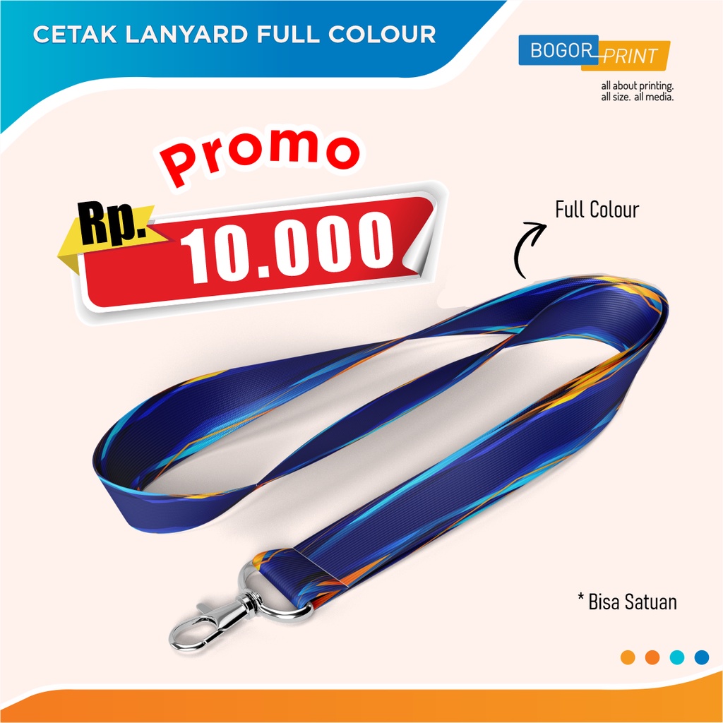 

Cetak Sublim Tali Lanyard ID Card / Bahan Tissue / Panjang 95 cm / Full Color / Custom
