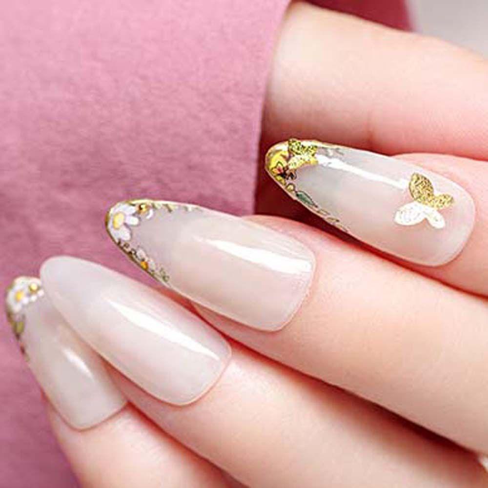 NEEDWAY Butterfly Nail Art Dekorasi Wanita Jepang Warna Emas Logam Kupu-Kupu Korea Nail Drills Ukuran Campur Perhiasan Kuku 3D