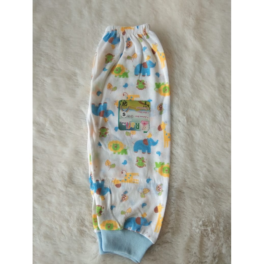 1 Lusin CELANA BAYI PANJANG PUTIH MOTIF BAHAN KATUN MERK RAFI