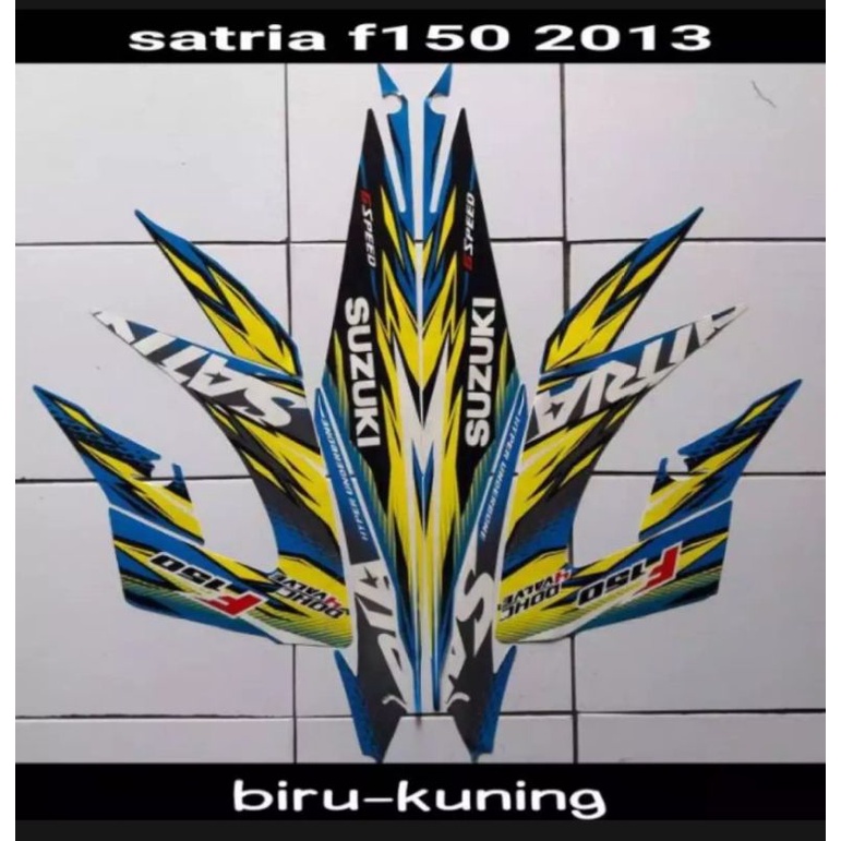 STICKER STRIPING FULL SET LIS LIST BODY SUZUKI SATRIA FU F150 FACELIFT 2013 2014 WARNA BIRU KUNING