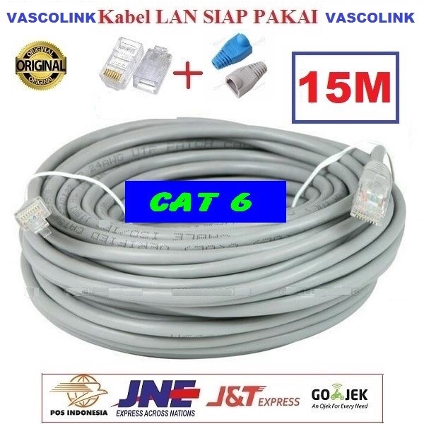 Kabel Lan Vascolink Cat 6 15 meter Siap Pakai/15M / 15meter UTP