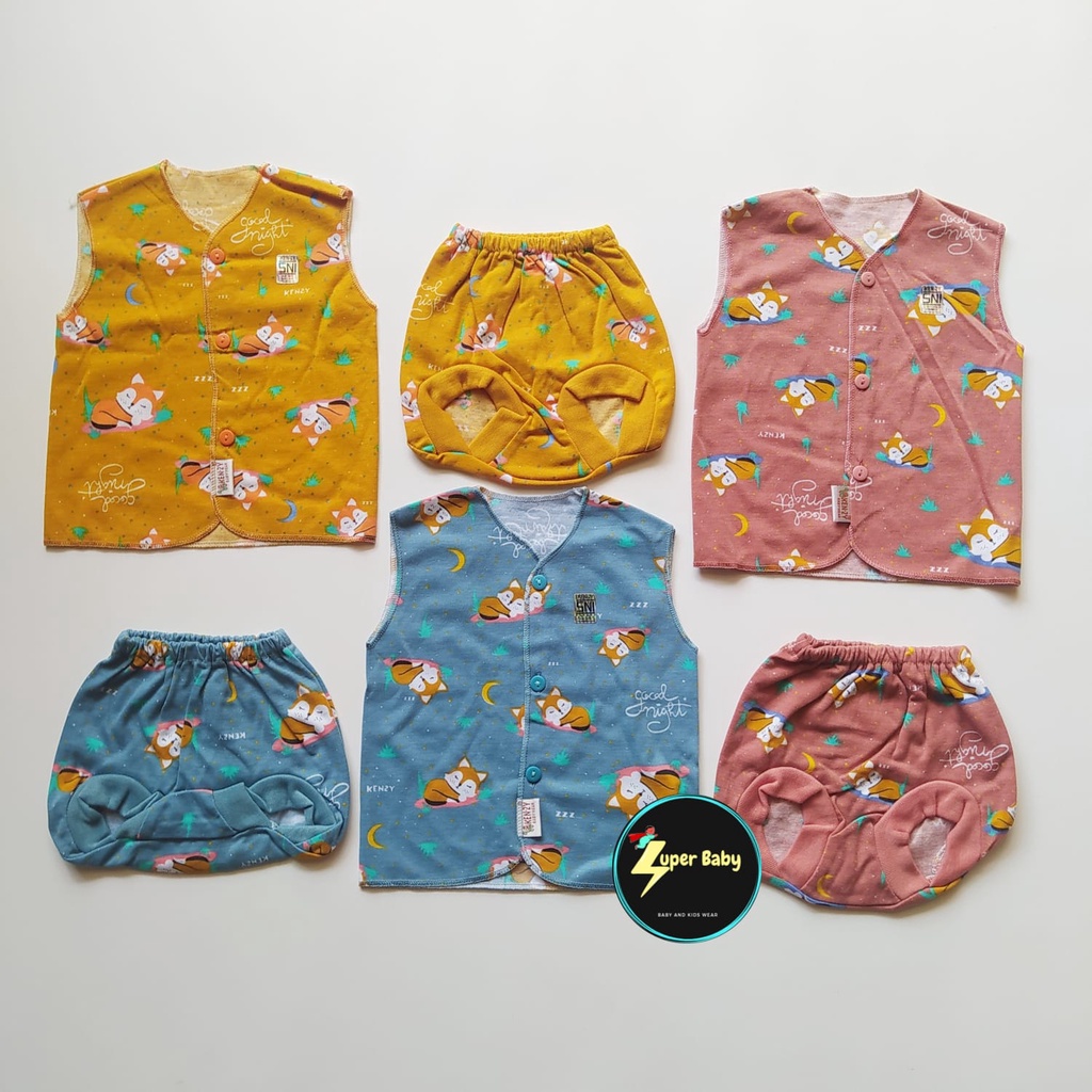 KENZY - Setelan Baju Bayi Kutung Newborn Motif Kucing SNI