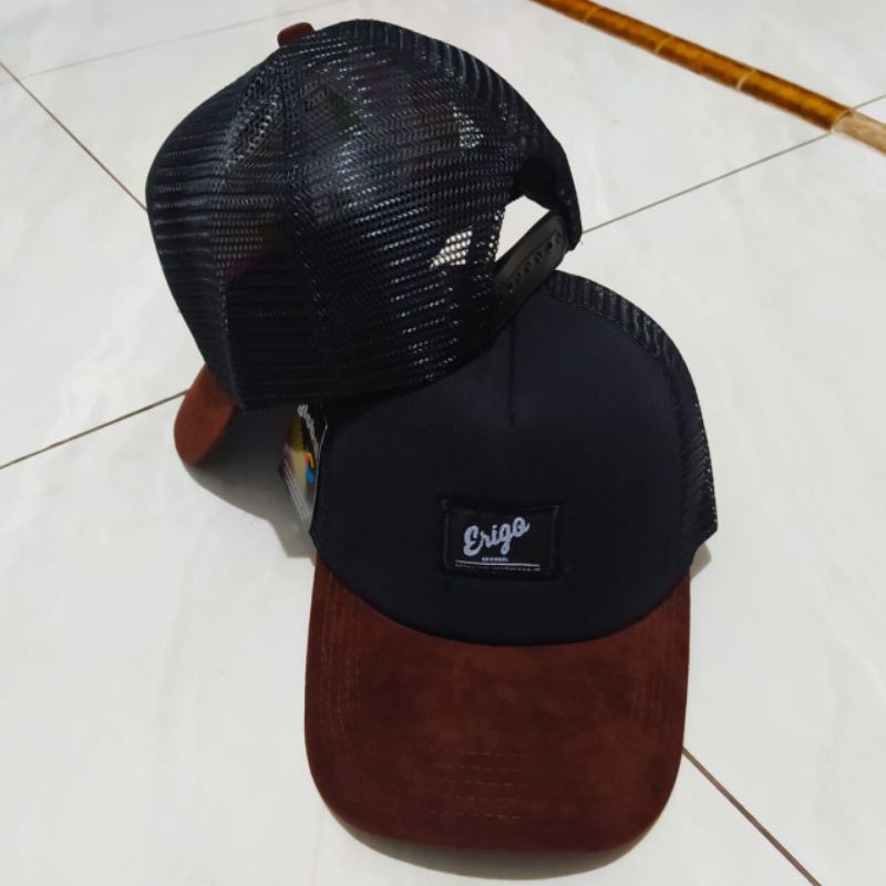 topi Trucker jaring bordir pria