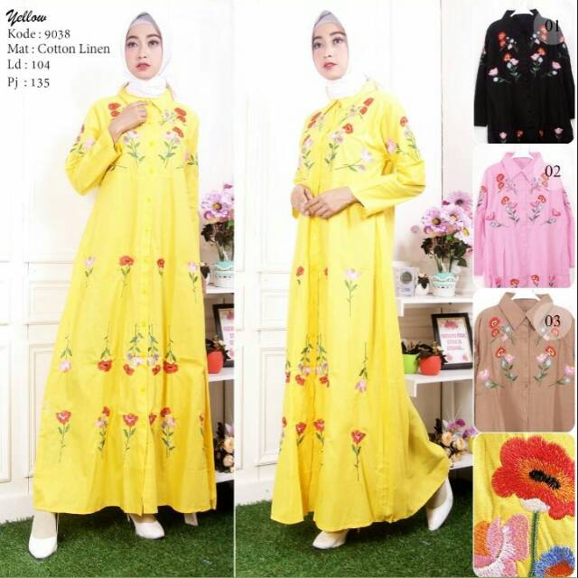 Gamis bordir katun import