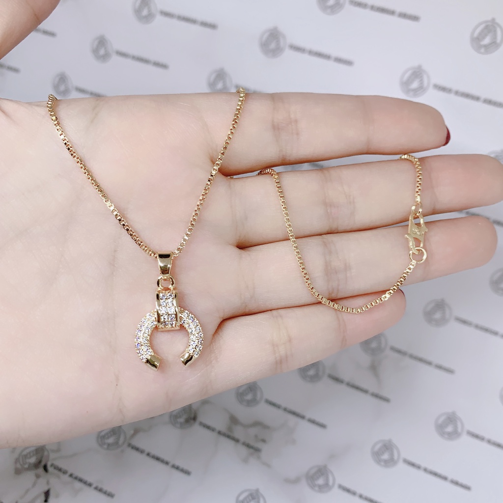 Xuping Gold Kalung Wanita Liontin Permata Full Anti Karat *50