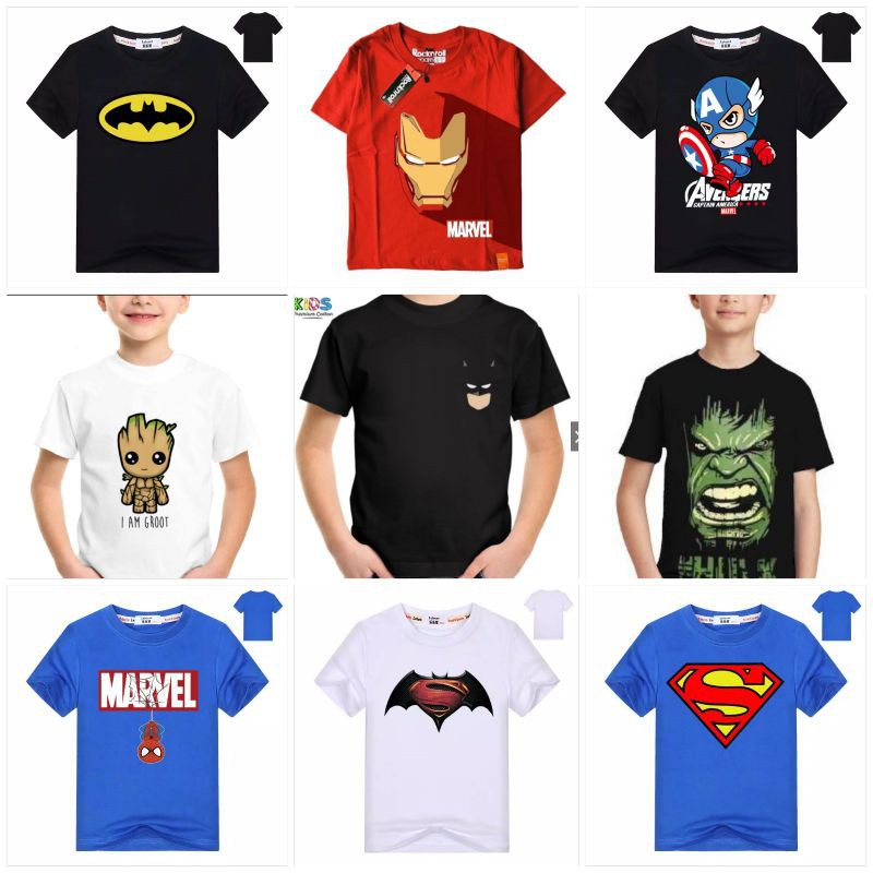 Kaos anak distro grosir hulk captain america Batman logo kartun hulk