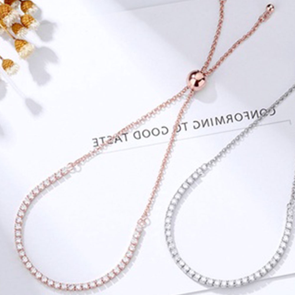 1 Pc Gelang Geser Hias Kristal Berlian