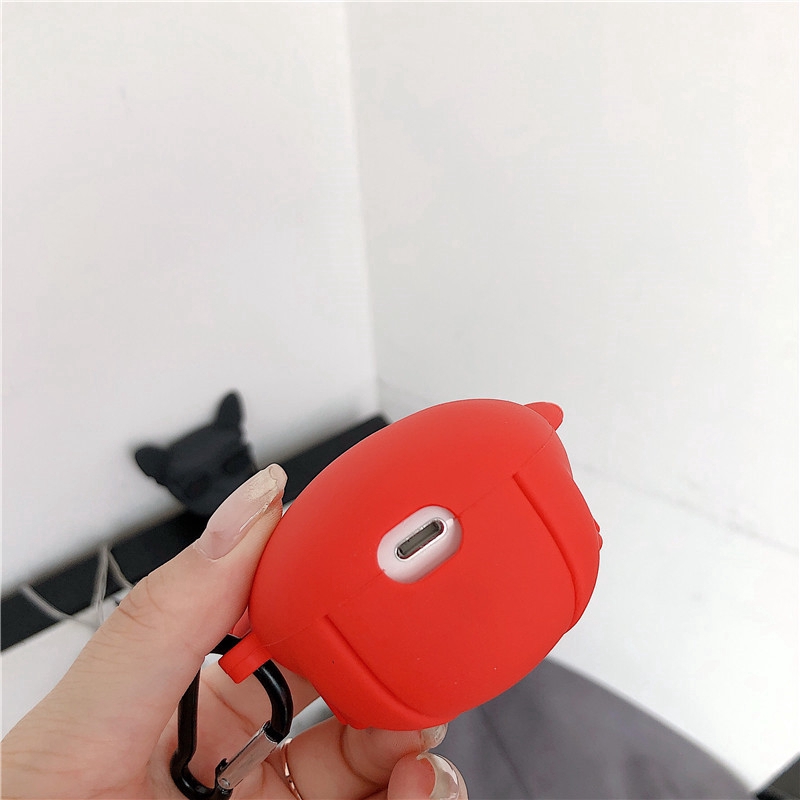 Casing Silikon Apple Airpods Pro 1/2 Gambar Anjing Berkacamata Dengan Gantungan Kunci