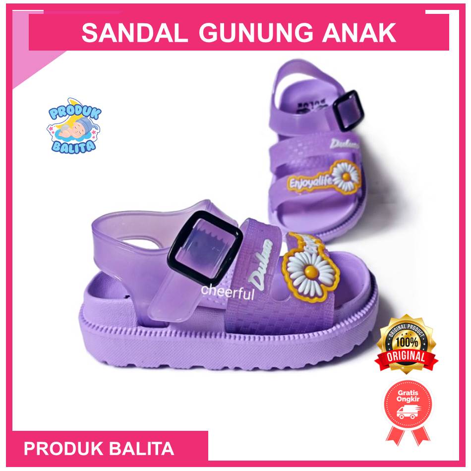 Sandal Gunung Anak Perempuan Sandal Tali Belakang Motif Bunga Sandal Karet Jelly Terlaris