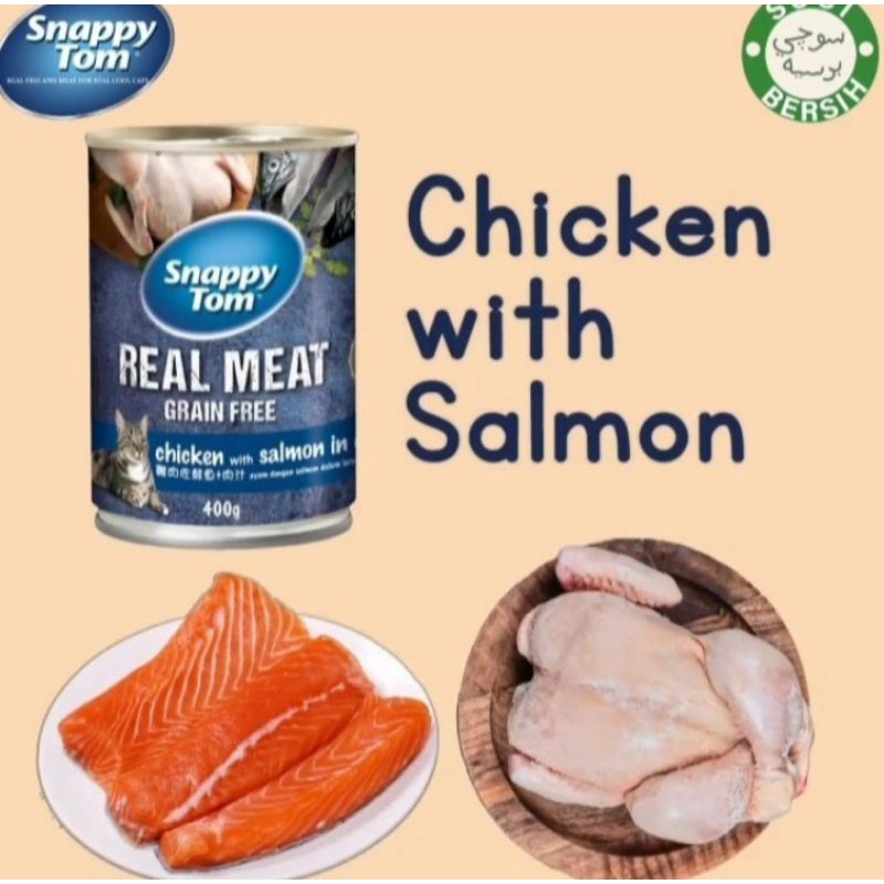 Snappy tom kaleng 400gr chicken with salmon in gravy
