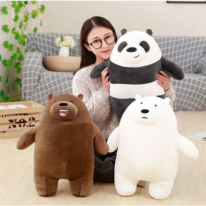 Boneka We Bare Bears Miniso WBB Standing Doll Led Bisa Nyala Boneka Beruang Panda, ice Bear, Grizzly Lucu Imut