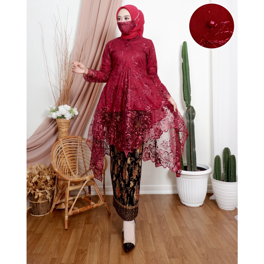 Permata Olshop / Kebaya Tunik Mauri JN / Kebaya Brukat Wisuda / Kebaya Busui Modern