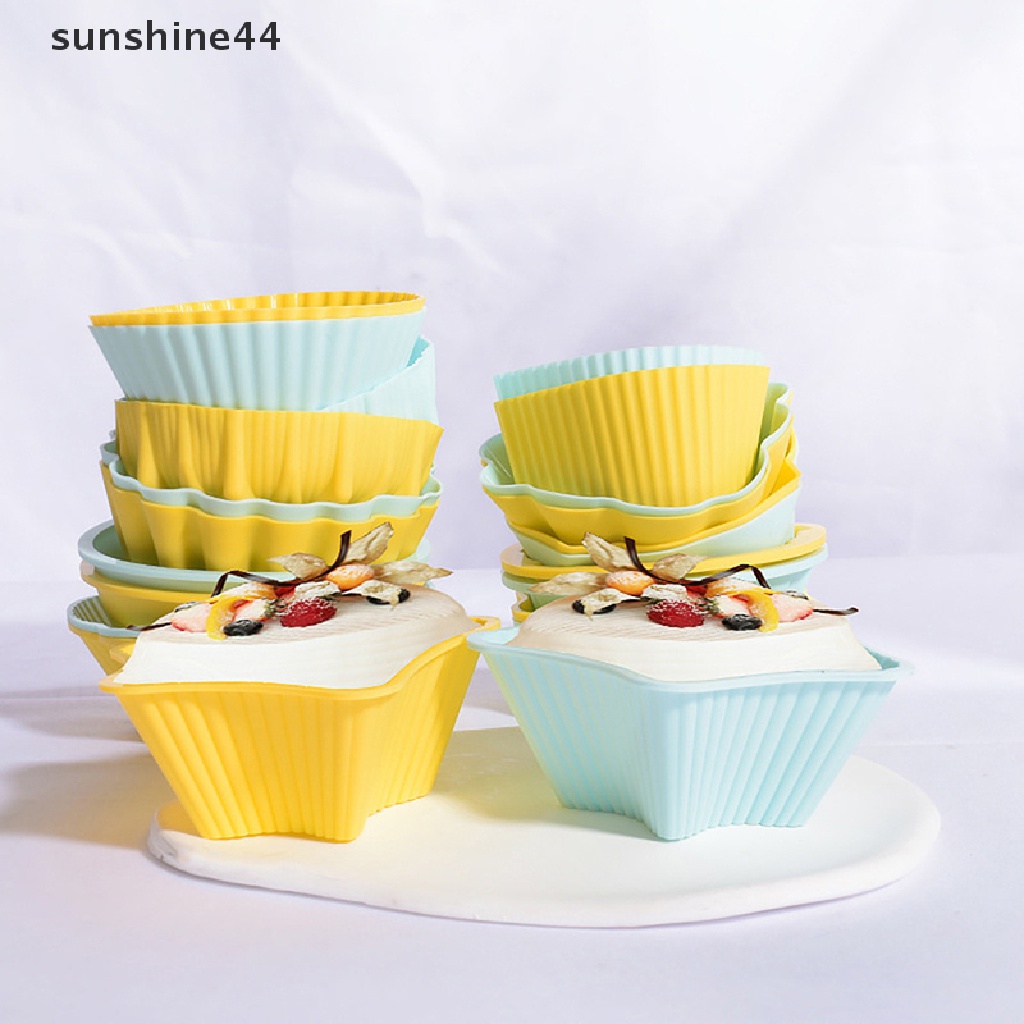 Sunshine 1Pc Cetakan Kue Muffin Bahan Silikon Tahan Panas Dapat Dipakai Ulang