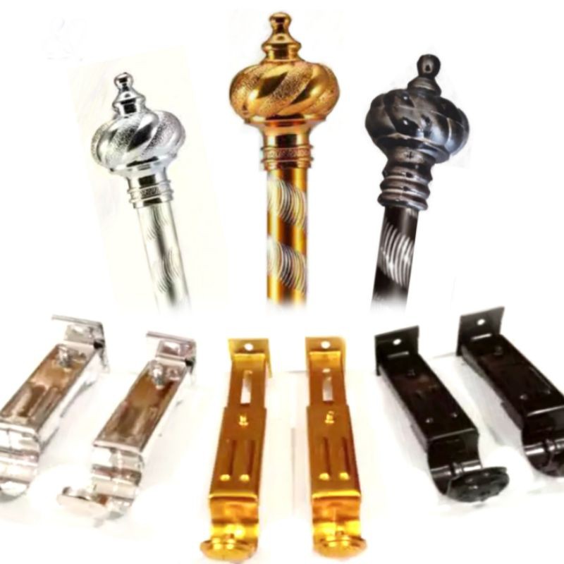 Batang Gorden Besi Bulat Uril Fullset Jendela Pintu Kamar Tidur Ruang Tamu warna gold silver coklat