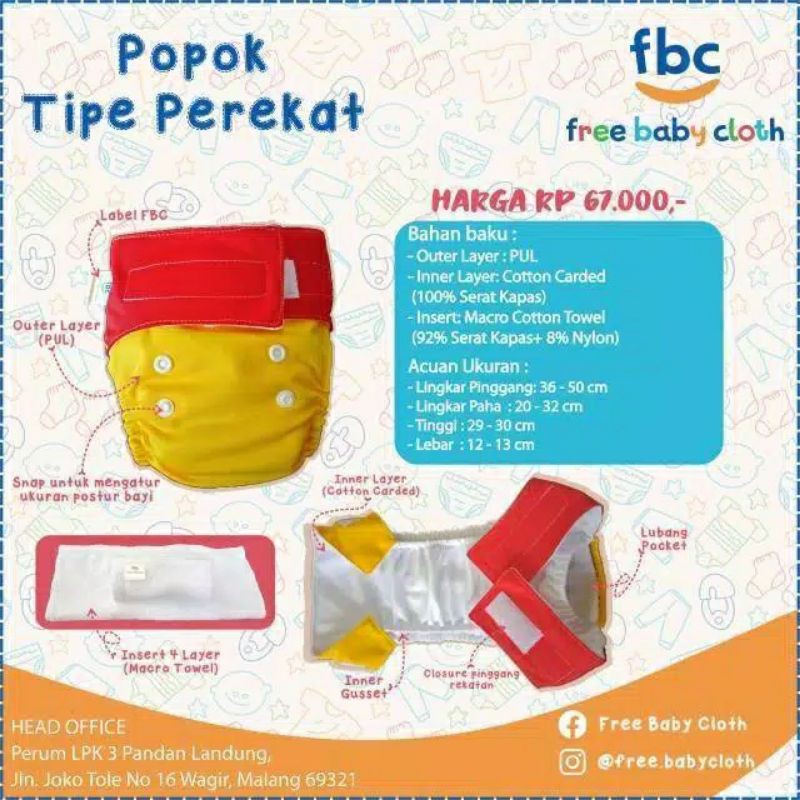 Clodi FBC Free Baby Clothdiaper Model Aio, Snap dan Velcro