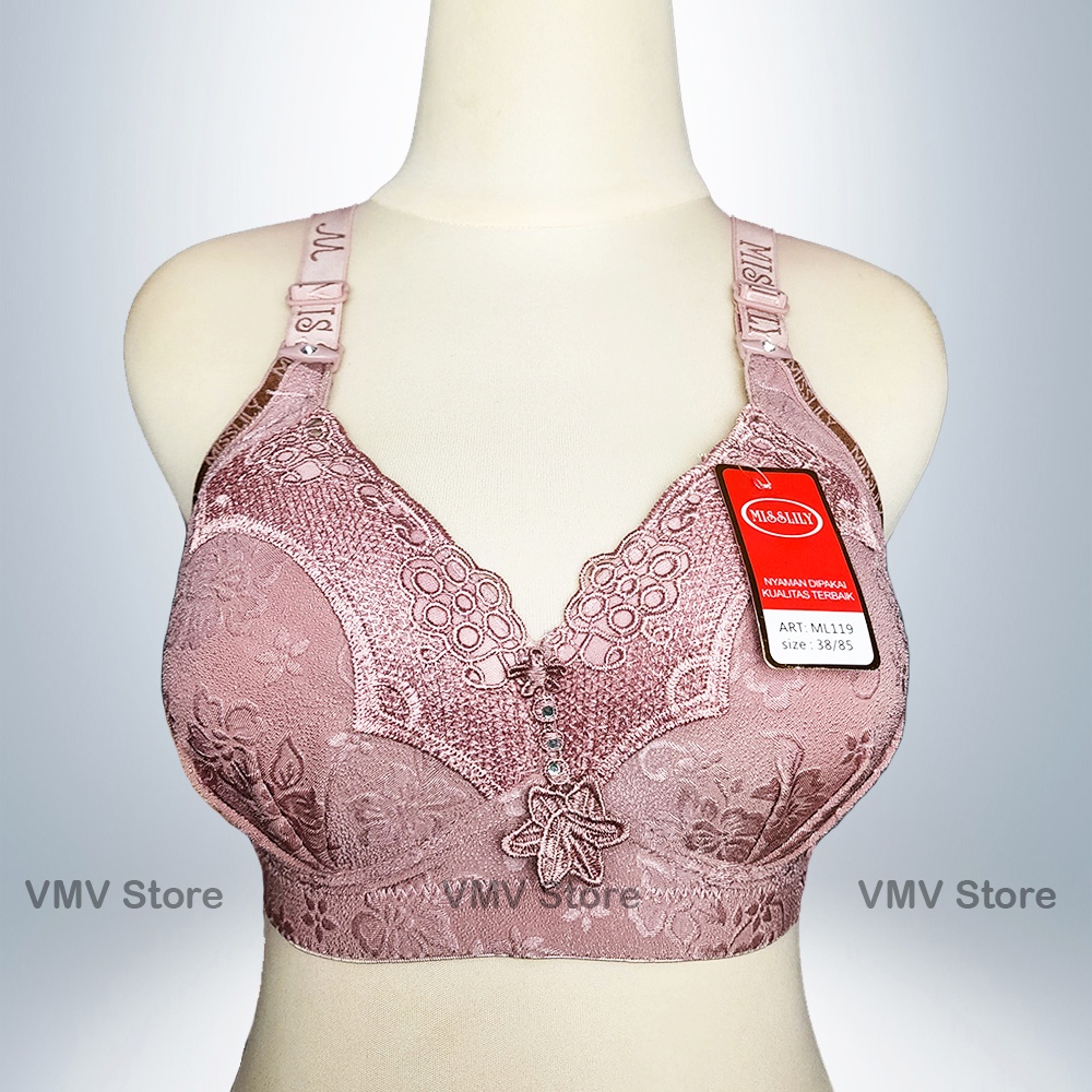 Bh Jumbo Cup C Misslily 119 Tanpa Kawat Kait 3 Motif Emboss Bra Besar Sexy Miss Lily Original Asli