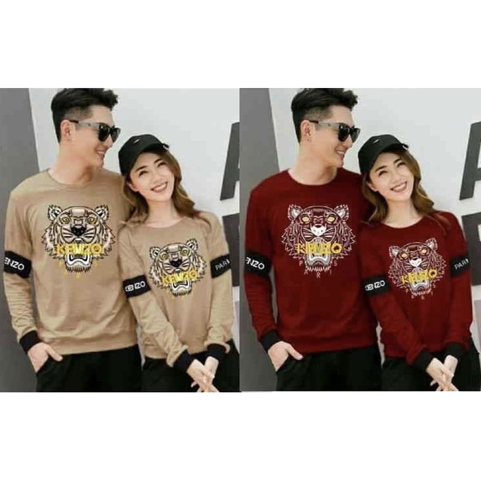 [TERLARIS] GROSIR MURAH BAJU PASANGAN SWEATER COUPLE LP KENZO GOLD - Cokelat Muda KAOS COUPLE BAJU