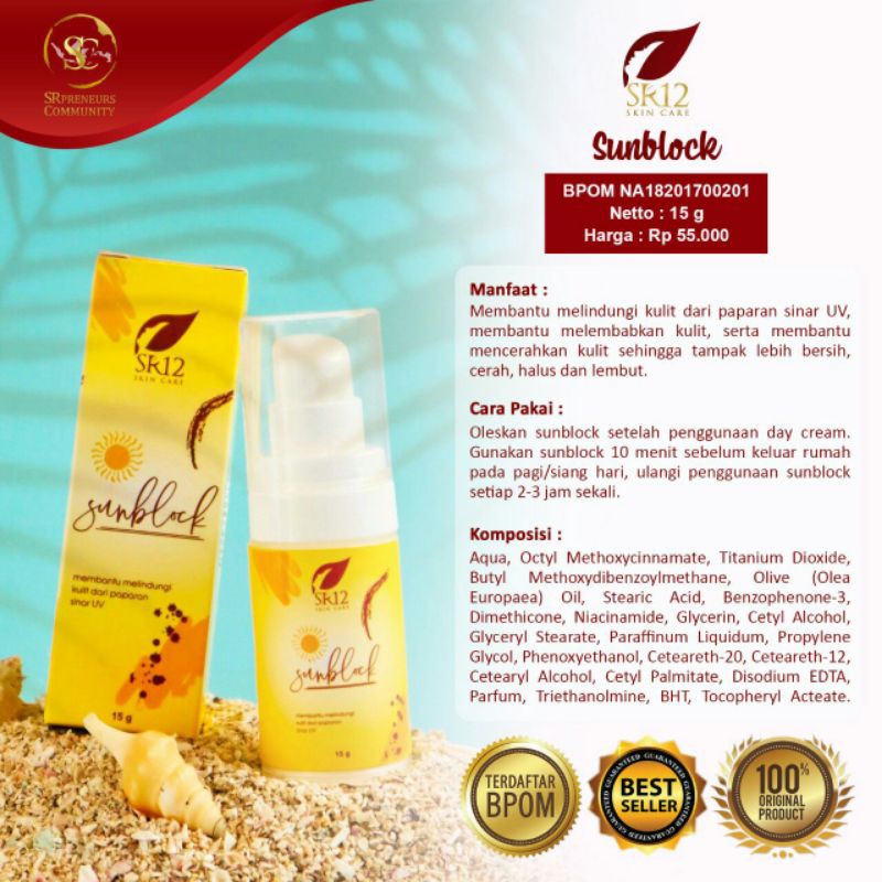 

sunblocks spf30/sunblocks bpom/pencegah kulit belang siang hari