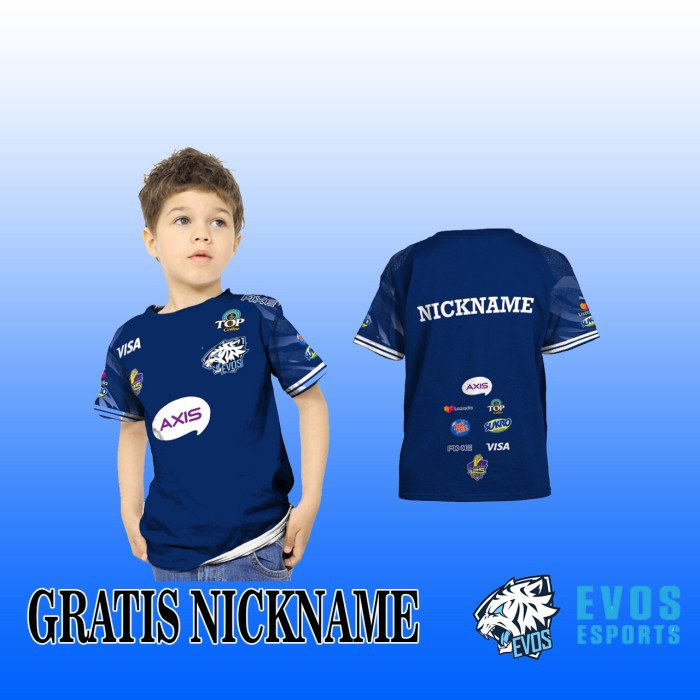 Jersey Baju Kaos T-shirt Anak EVOS 2021 3D Fullprint Terbaru