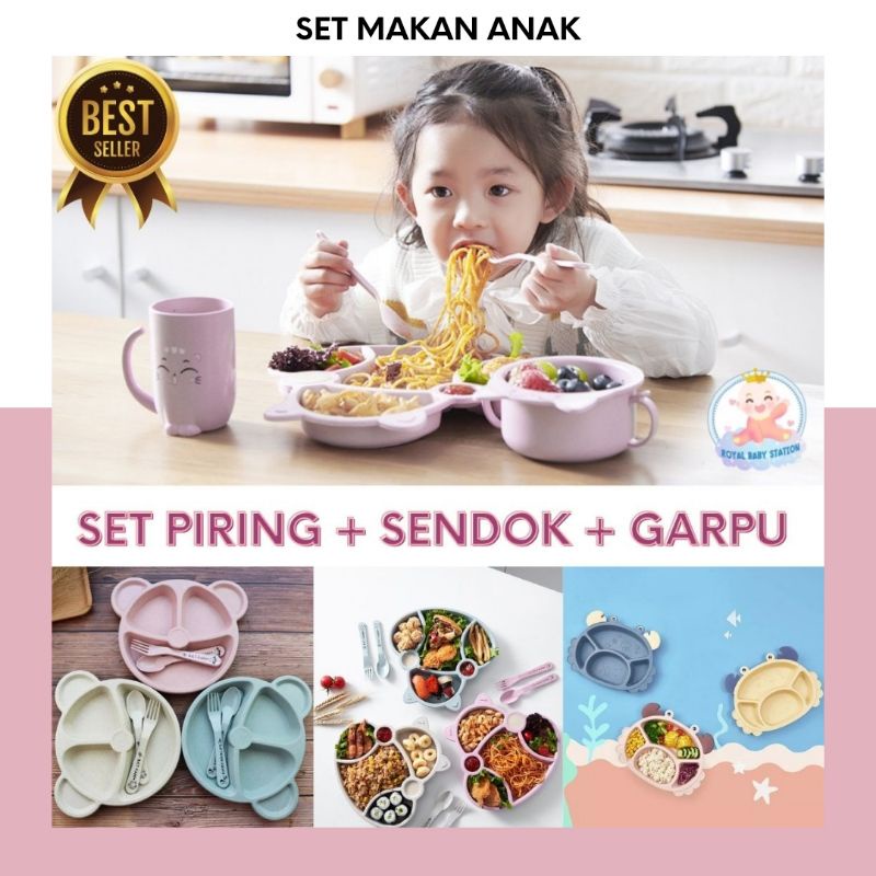 Hemat Set Makan Karakter Piring Sendok Garpu Anak Lengkap