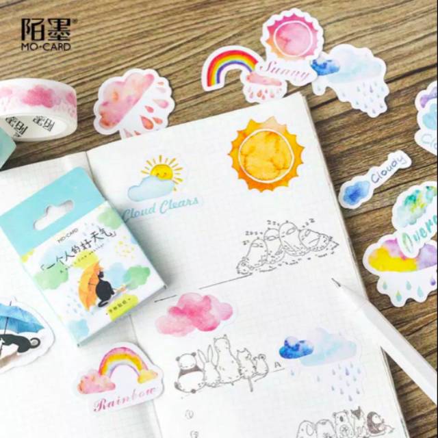 

Stiker lucu bentuk cuaca 46pcs Untuk hiasan scrapbook notebook dll