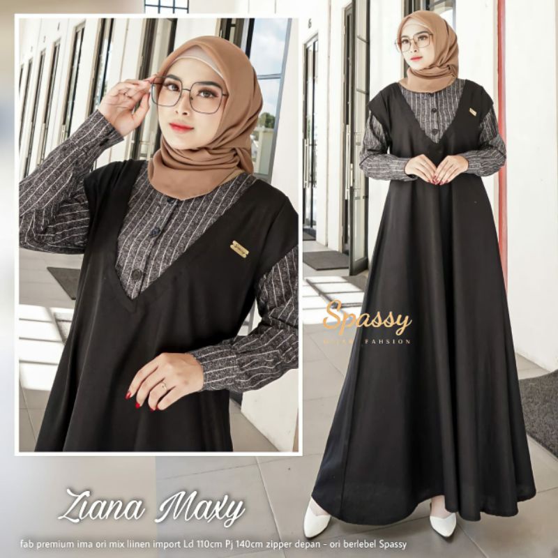 ZIANA MAXI BY SPASSY/gamis/gamis solo/gamis katun/cotton ima/gamis terbaru/gamis lebaran/dress