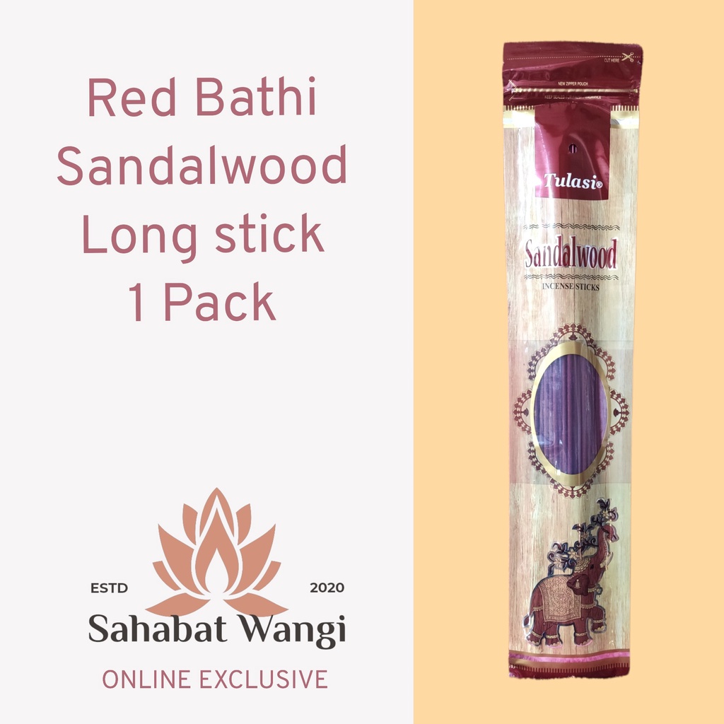 Dupa Hio Import India Tulasi Sandalwood Stick Merah (LONG STICK)