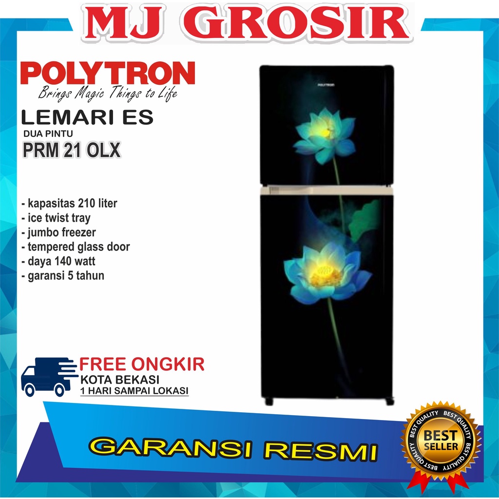 KULKAS POLYTRON PRM 21 OL LEMARI ES 2 PINTU PRM21OL BELLEZA