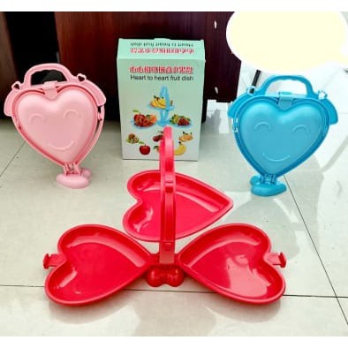 [ Cinicini ] Portable Fresh Fruit Plate Tray Food Wadah Saji Makanan Bentuk Love