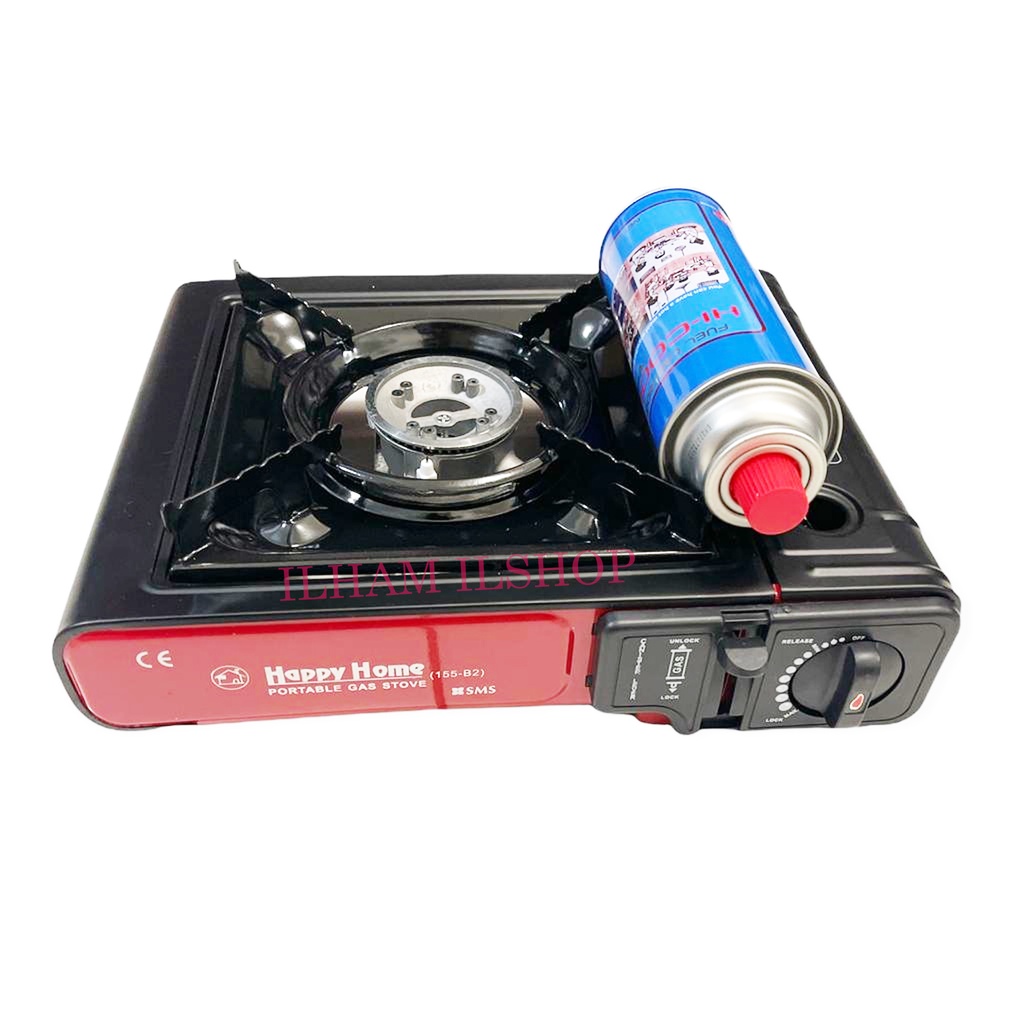 Kompor Portable Happy Home + Free Gas Kaleng HI-COOK 230 gr