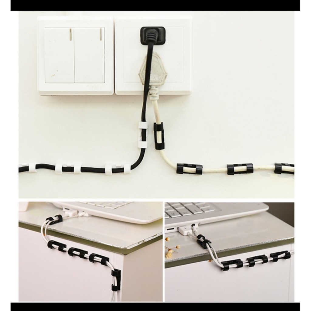 20pcs Klip Kabel Organizer Cable Clip Perapi Perekat Pengikat Colokan Stop Kontak